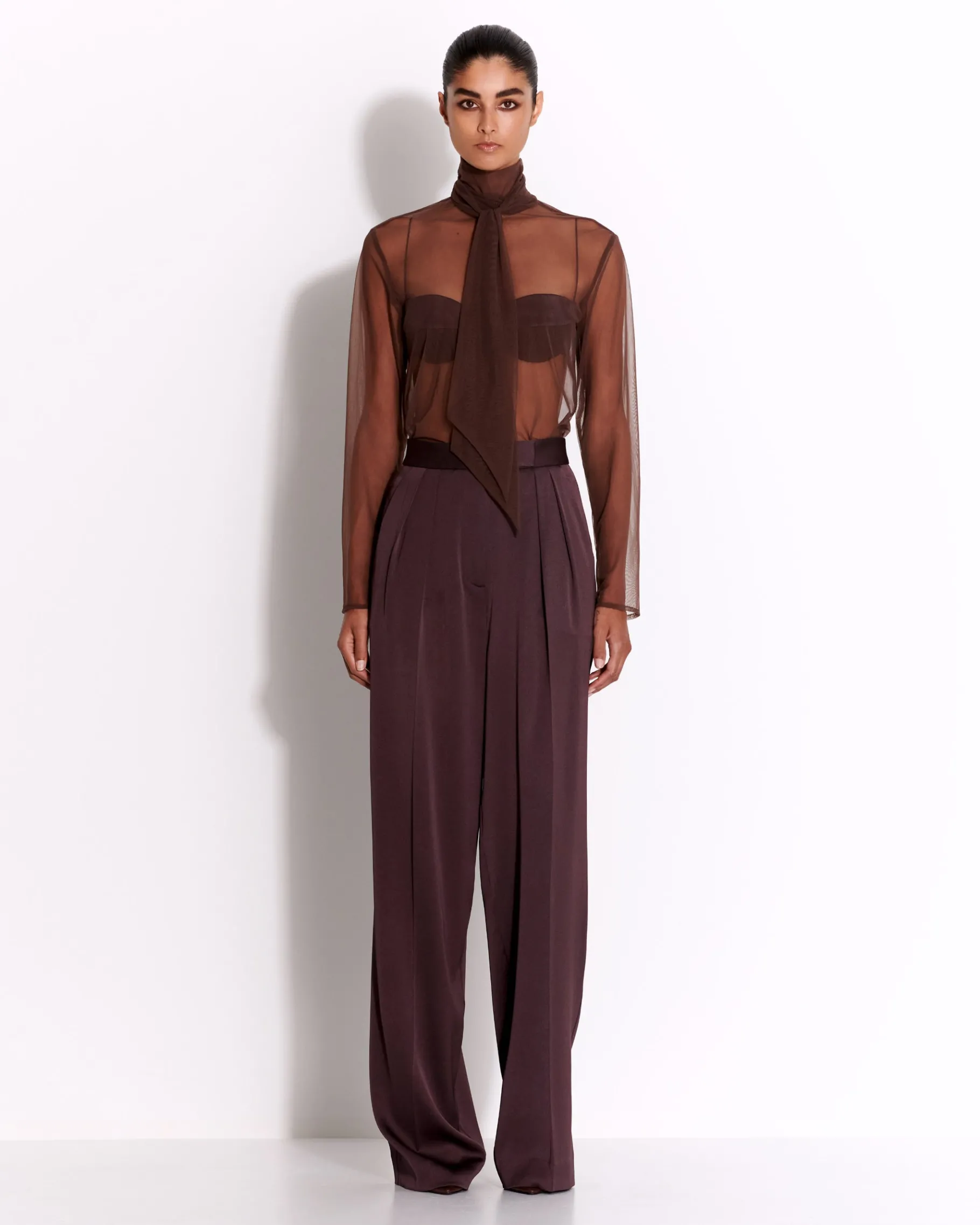 Alex Perry Bow Shirt in Fine Mesh