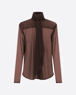 Alex Perry Bow Shirt in Fine Mesh