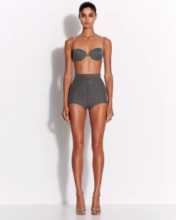 Alex Perry Bra Top in Wool Pinstripe
