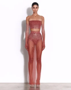 Alex Perry Column Skirt in Crystal Mesh