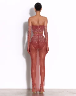 Alex Perry Column Skirt in Crystal Mesh