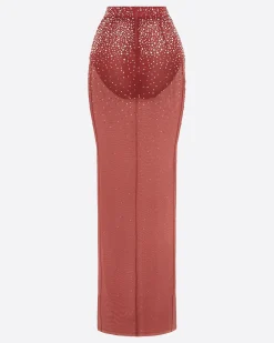 Alex Perry Column Skirt in Crystal Mesh