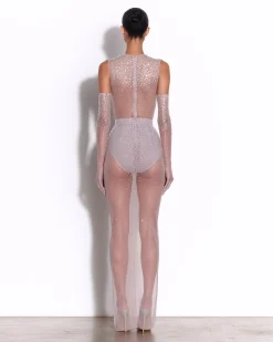 Alex Perry Column Skirt in Crystal Mesh