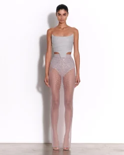 Alex Perry Column Skirt in Crystal Mesh