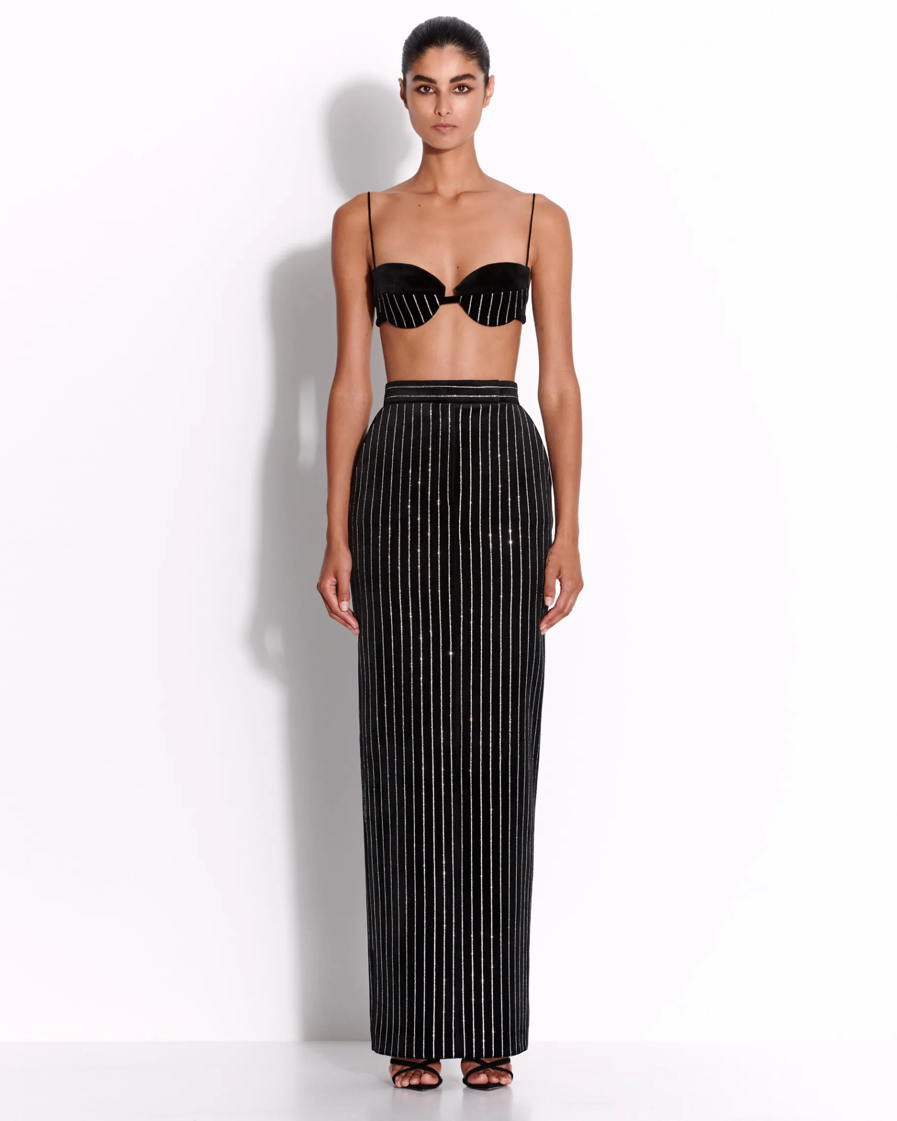 Alex Perry Column Skirt in Crystal Velvet