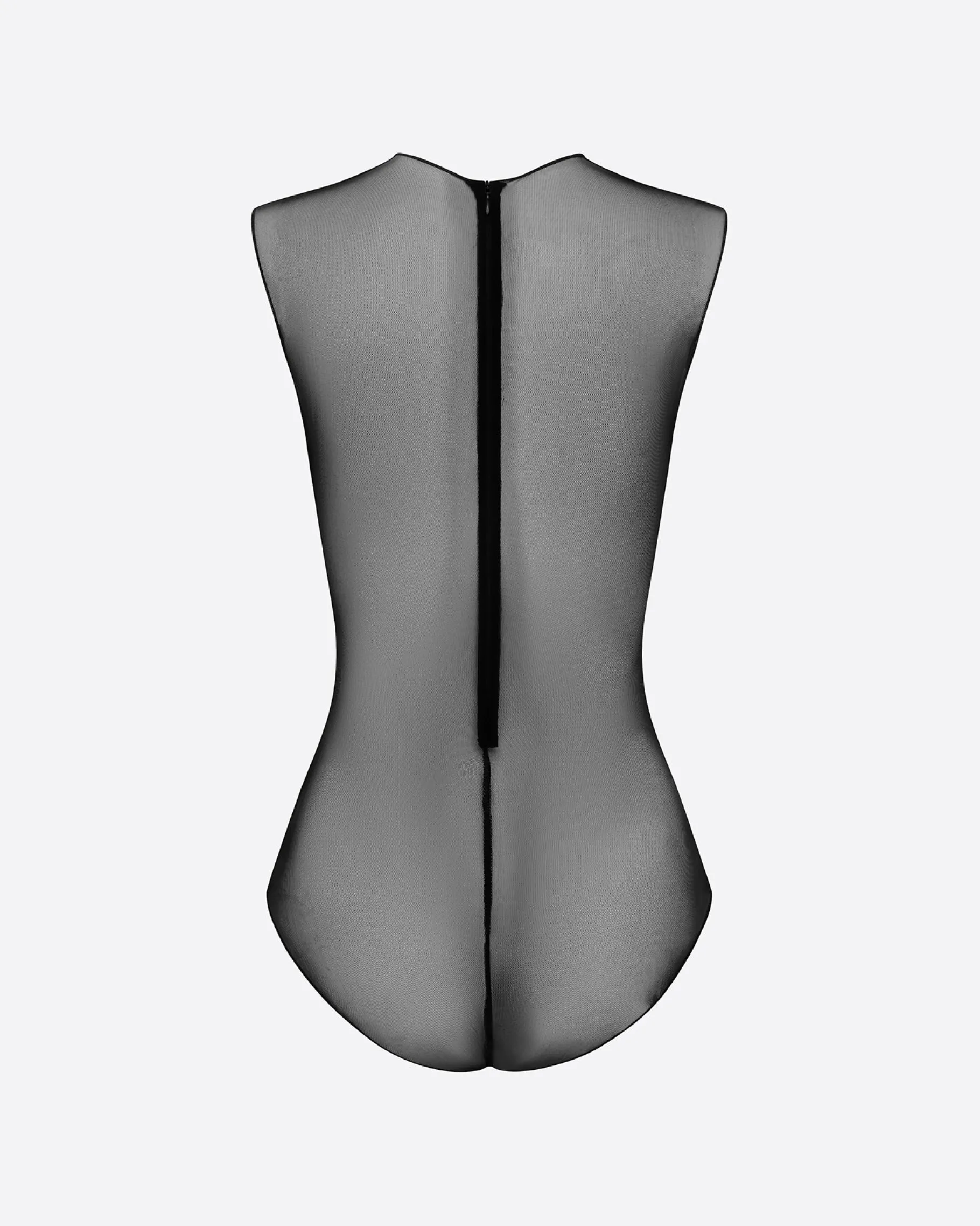 Alex Perry Crew Bodysuit in Fine Mesh