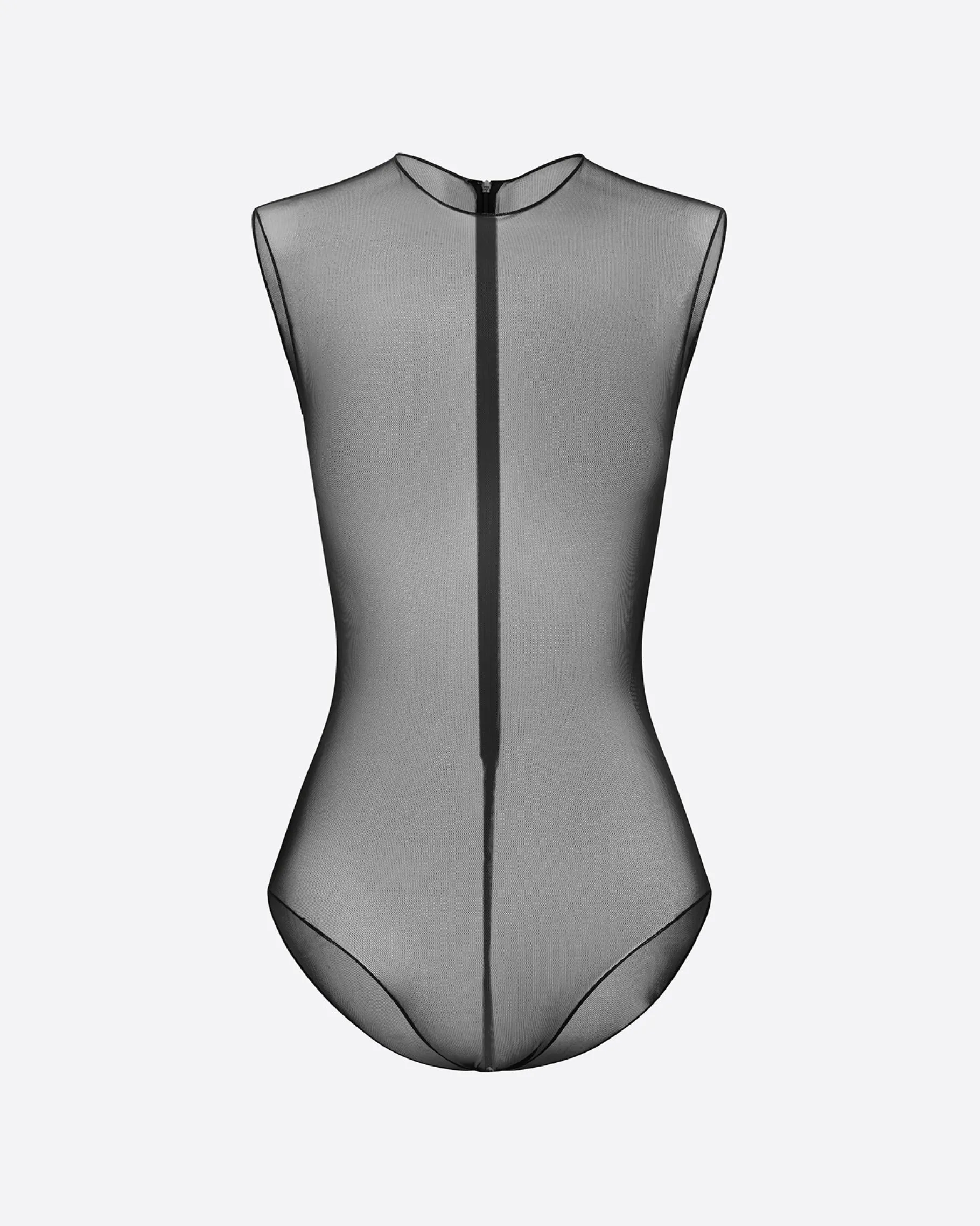 Alex Perry Crew Bodysuit in Fine Mesh