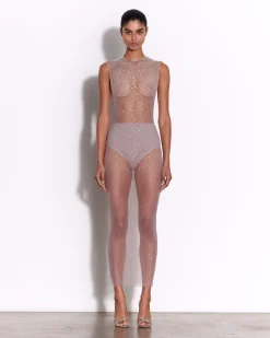 Alex Perry Crew Column in Crystal Mesh