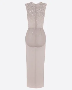 Alex Perry Crew Column in Crystal Mesh