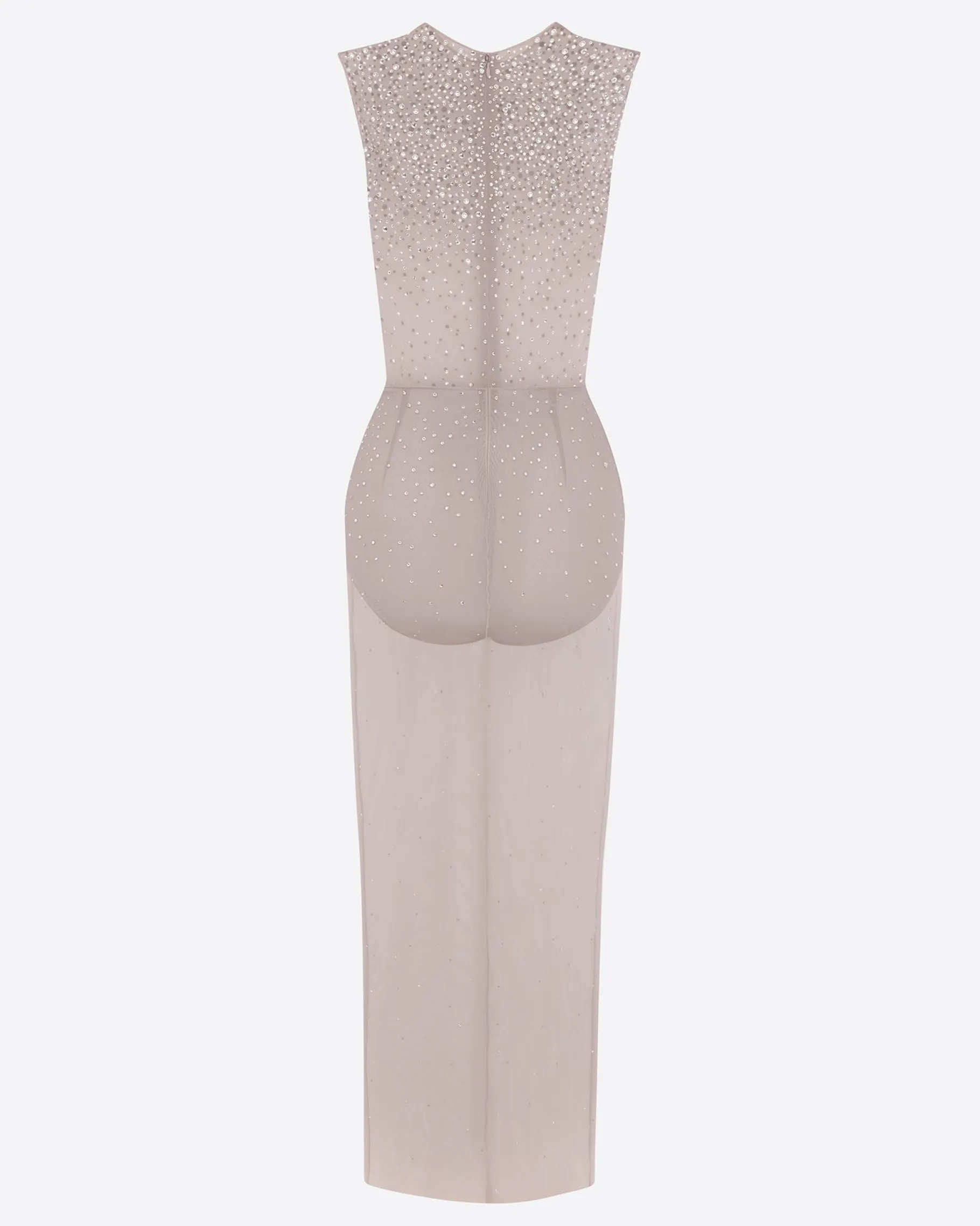 Alex Perry Crew Column in Crystal Mesh