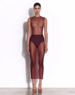 Alex Perry Crew Column in Fine Mesh