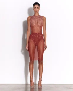 Alex Perry Crew Dress in Crystal Mesh