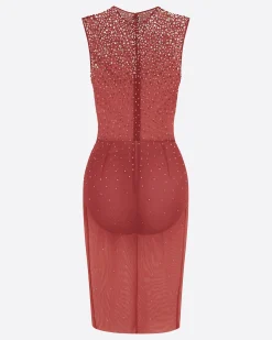 Alex Perry Crew Dress in Crystal Mesh