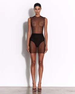 Alex Perry Crew Mini Dress in Fine Mesh