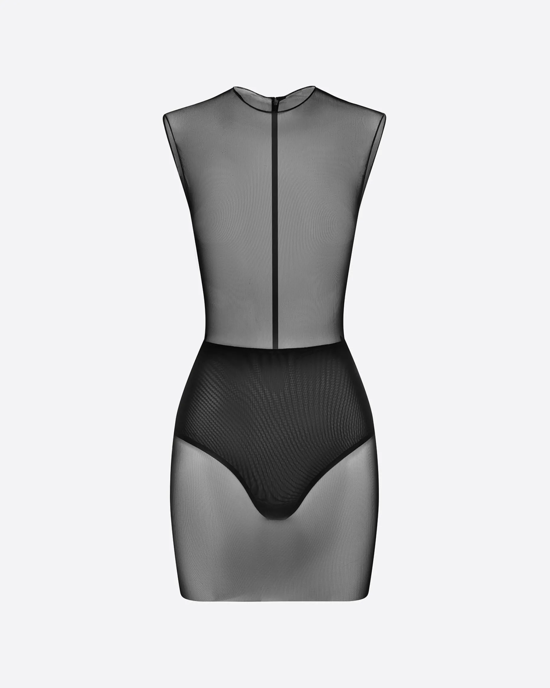 Alex Perry Crew Mini Dress in Fine Mesh