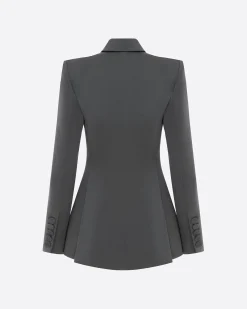 Alex Perry Double Breasted Fitted Blazer in Satin Crepe