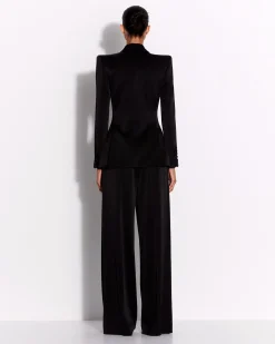 Alex Perry Double Breasted Fitted Blazer in Satin Crepe