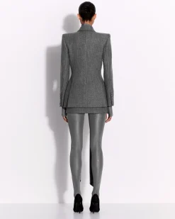 Alex Perry Double Breasted Fitted Blazer in Wool Pinstripe