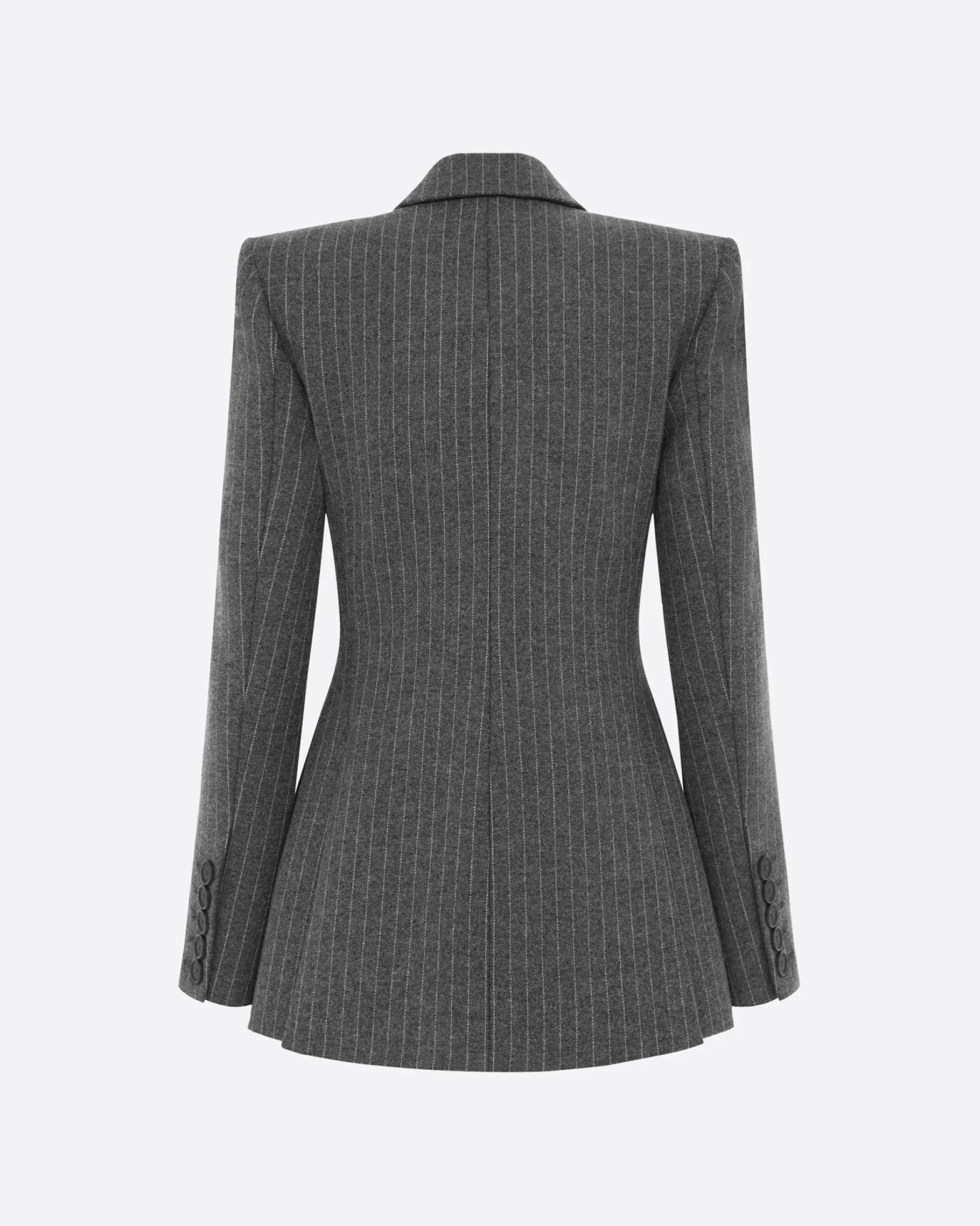 Alex Perry Double Breasted Fitted Blazer in Wool Pinstripe