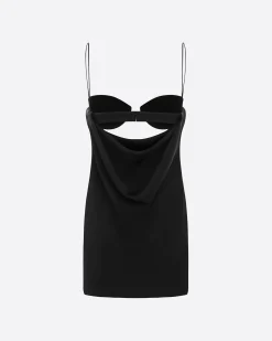 Alex Perry Drape Cut Out Mini Dress in Satin Crepe