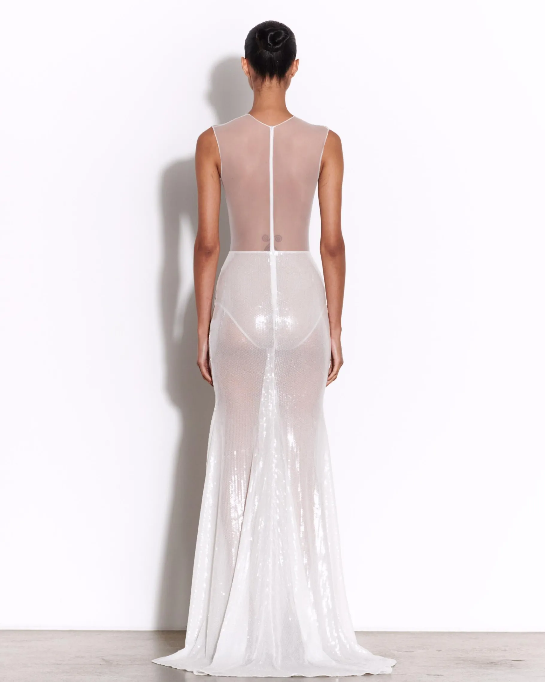 Alex Perry Drape Gown in Fine Mesh and Sequin