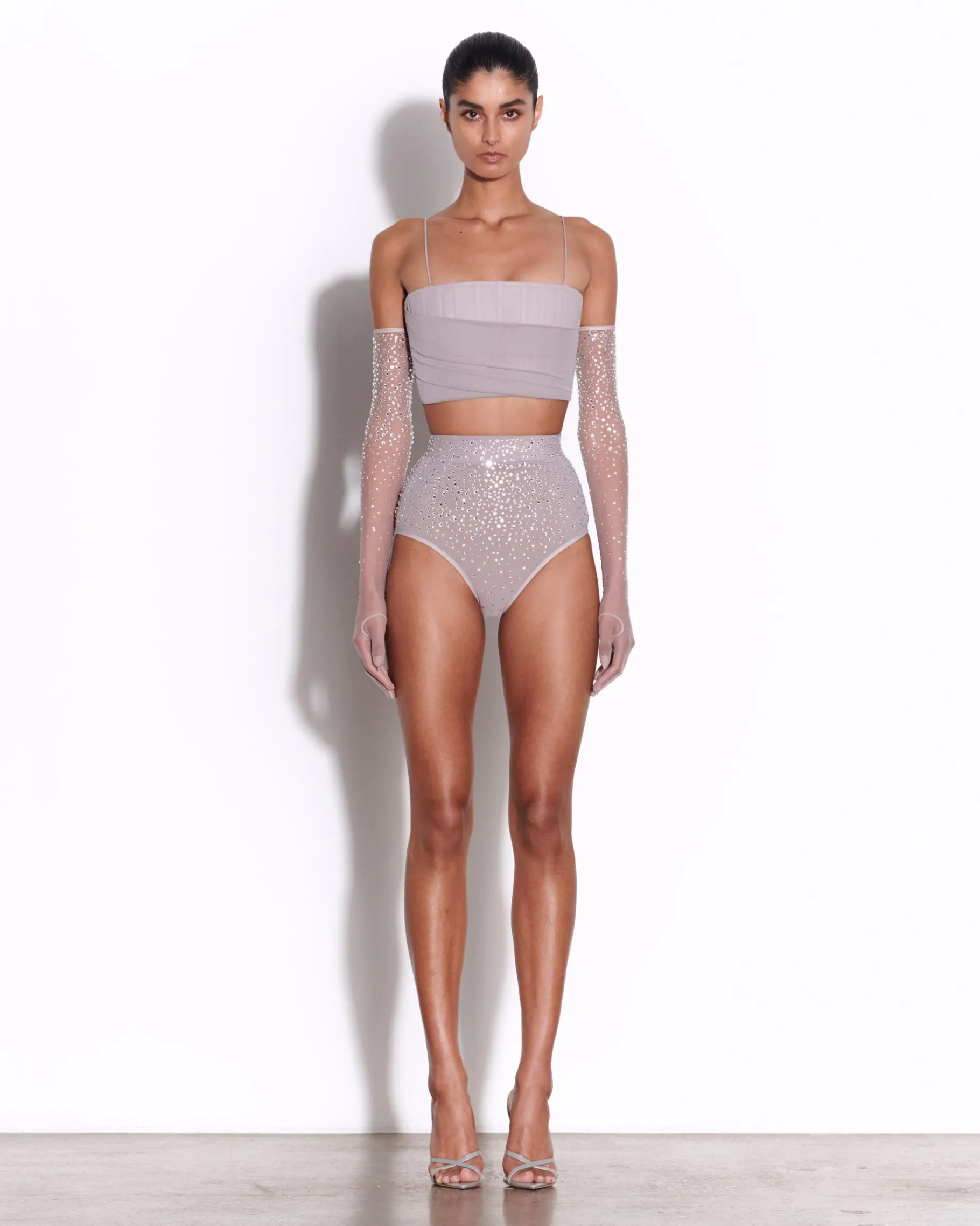 Alex Perry Gloves in Crystal Mesh