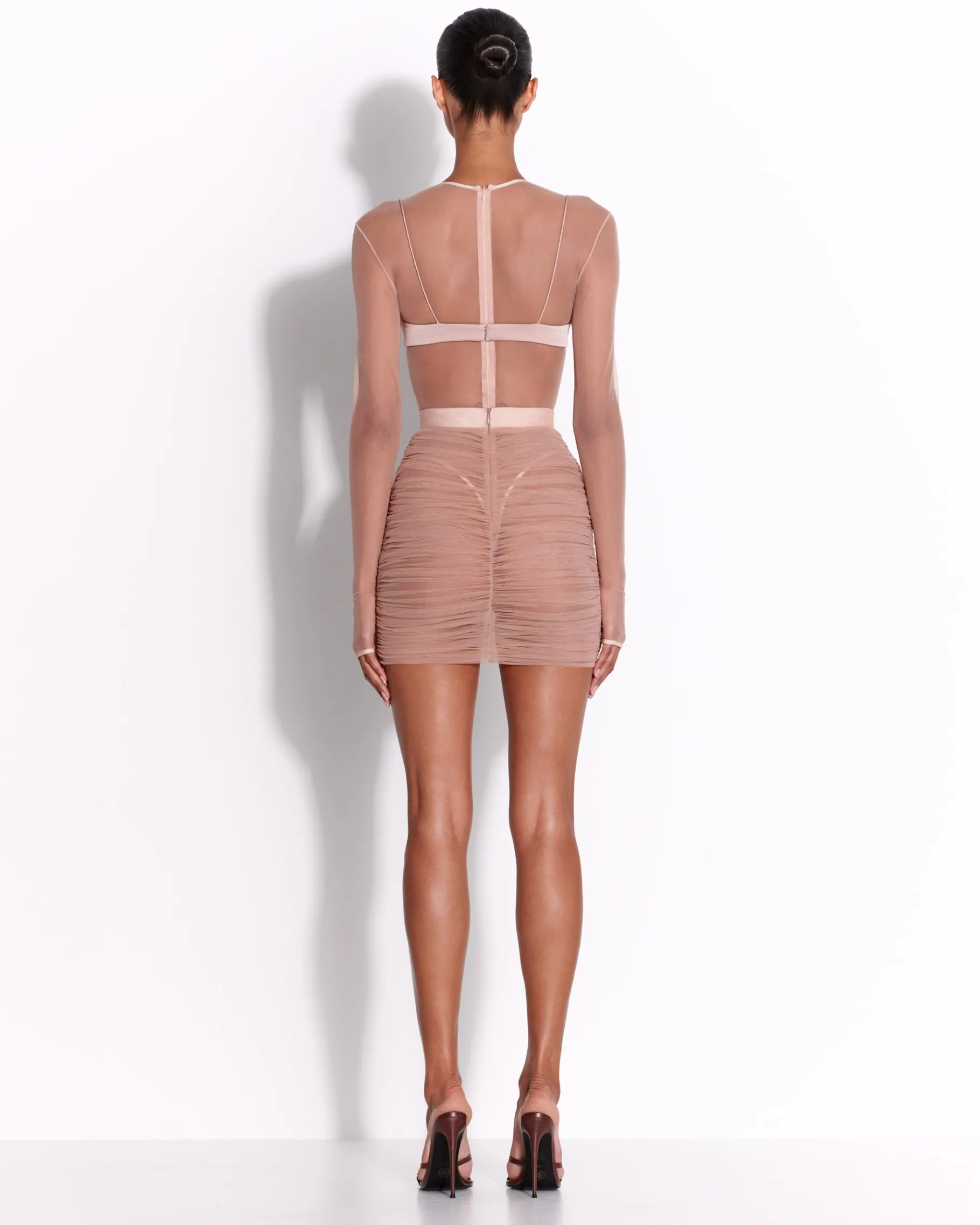 Alex Perry Long Sleeve Bodysuit in Fine Mesh