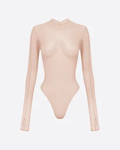 Alex Perry Long Sleeve Bodysuit in Fine Mesh