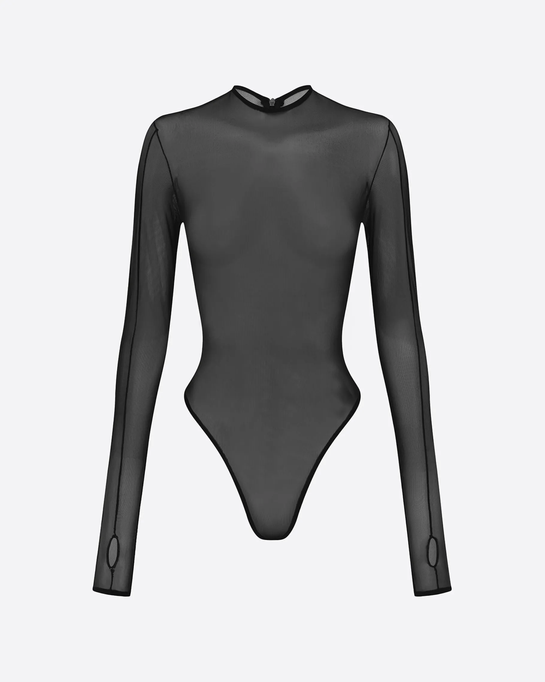 Alex Perry Long Sleeve Bodysuit in Fine Mesh