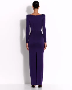 Alex Perry Long Sleeve Column in Satin Crepe