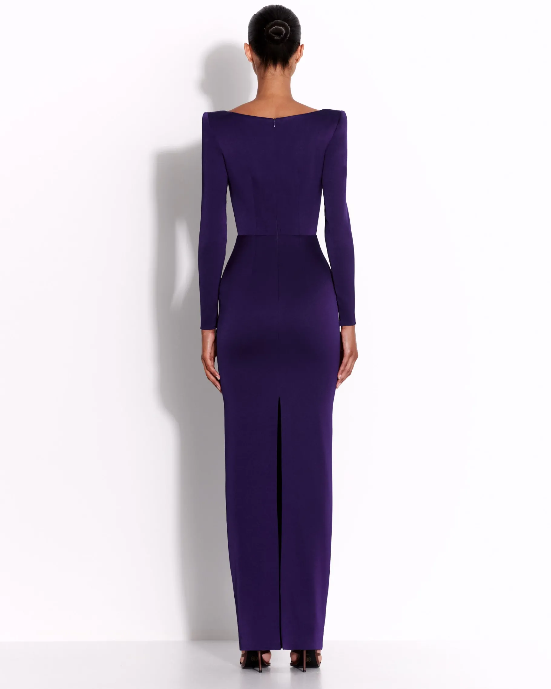 Alex Perry Long Sleeve Column in Satin Crepe