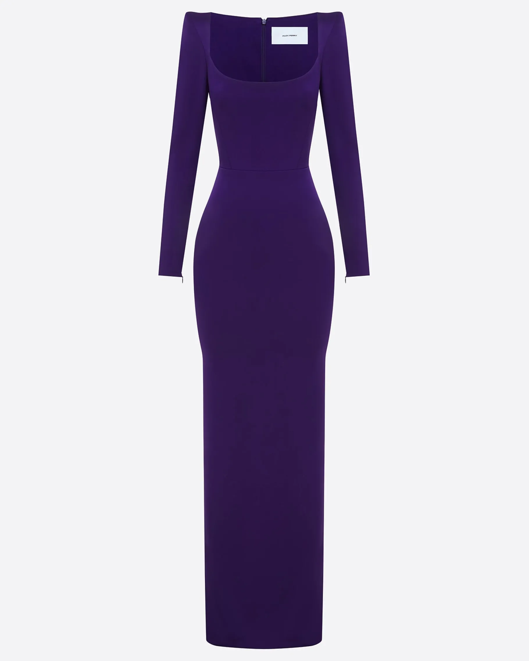 Alex Perry Long Sleeve Column in Satin Crepe