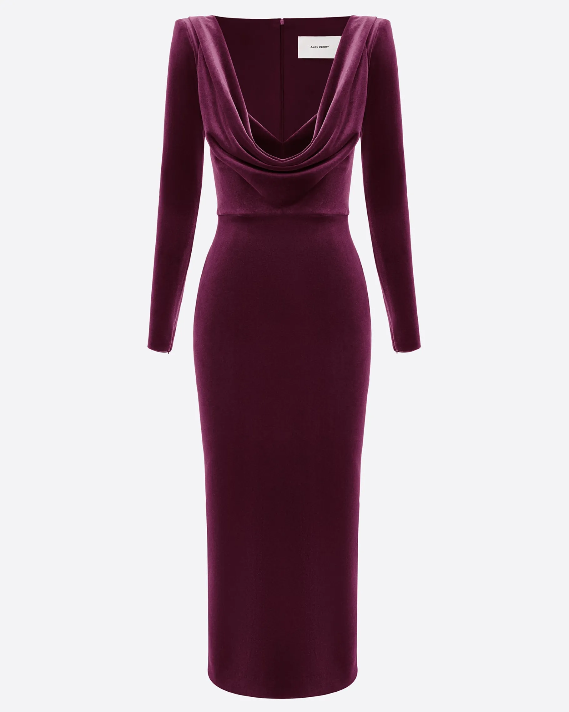 Alex Perry Long Sleeve Drape Dress in Velvet