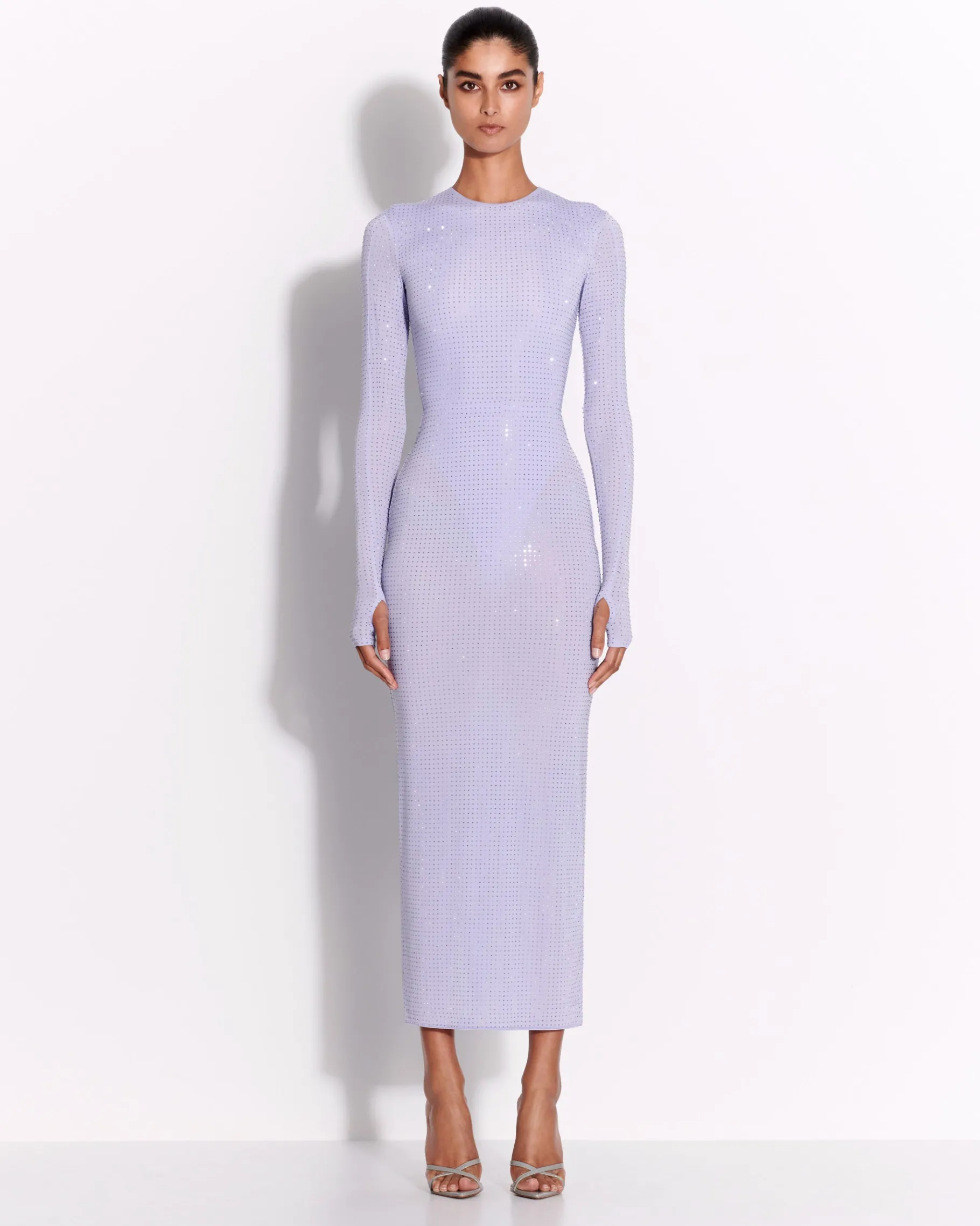 Alex Perry Long Sleeve Dress in Crystal Jersey