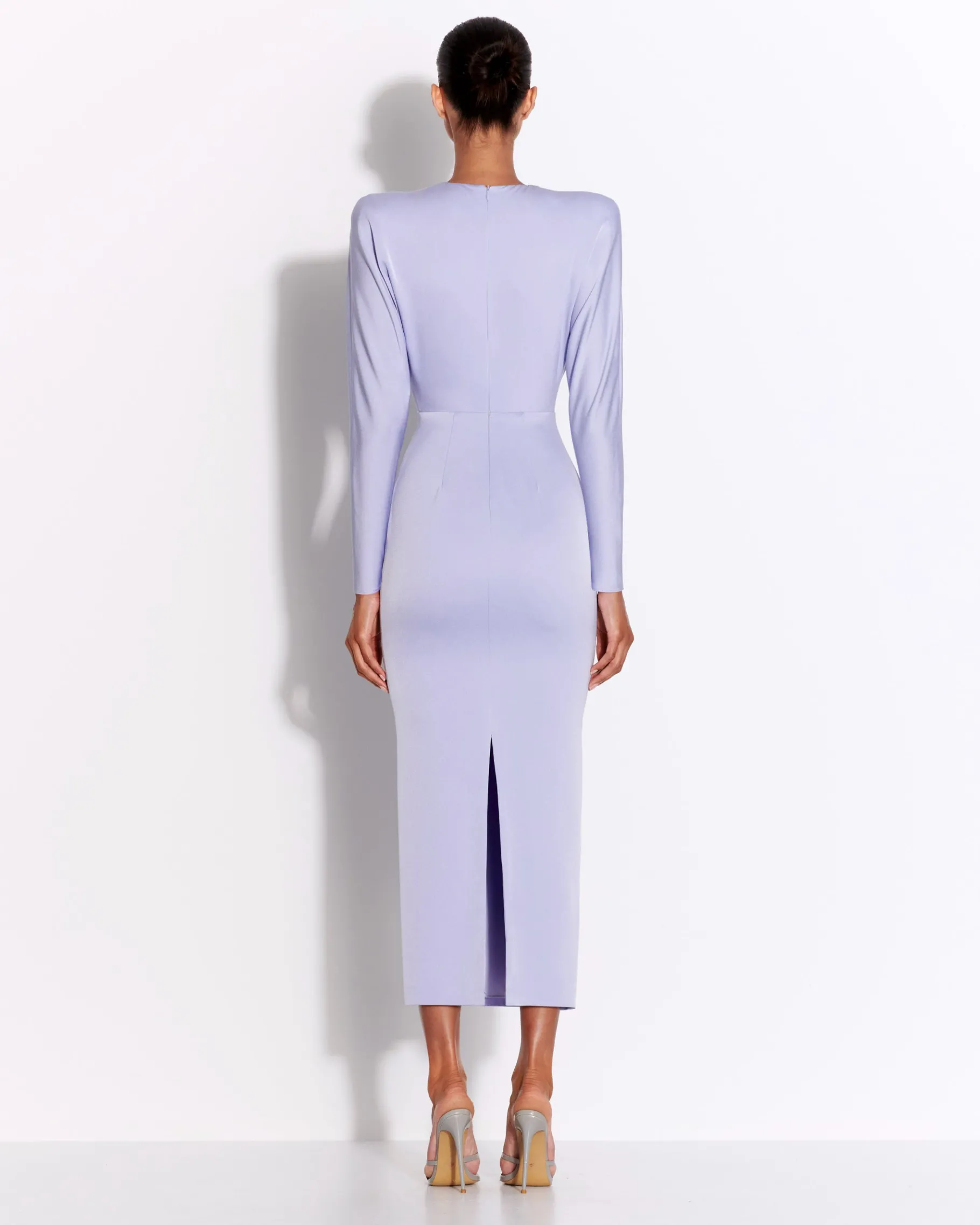 Alex Perry Long Sleeve Dress in Satin Crepe