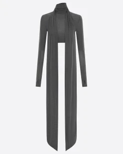 Alex Perry Long Sleeve Scarf Crop Top in Crystal Jersey