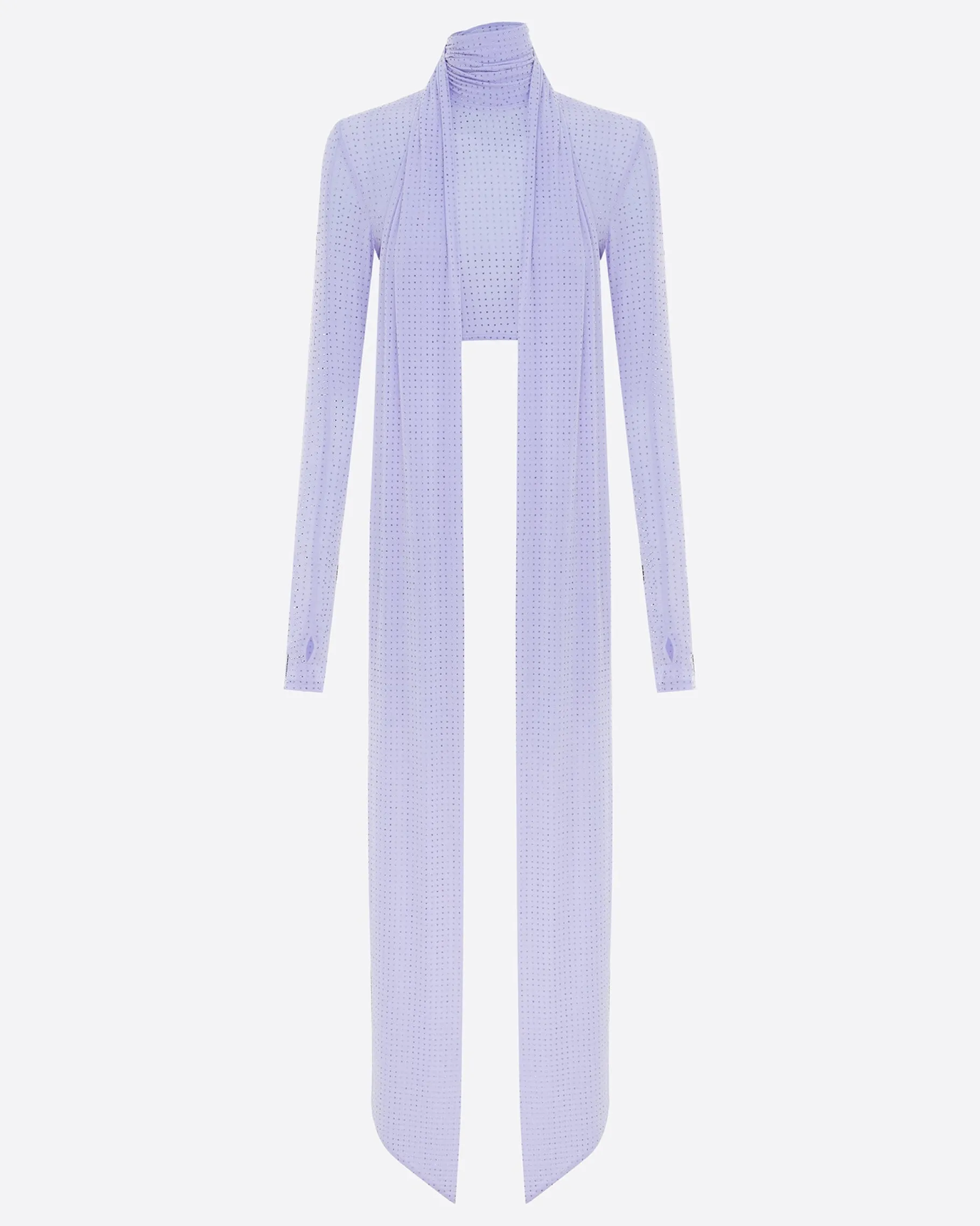 Alex Perry Long Sleeve Scarf Crop Top in Crystal Jersey