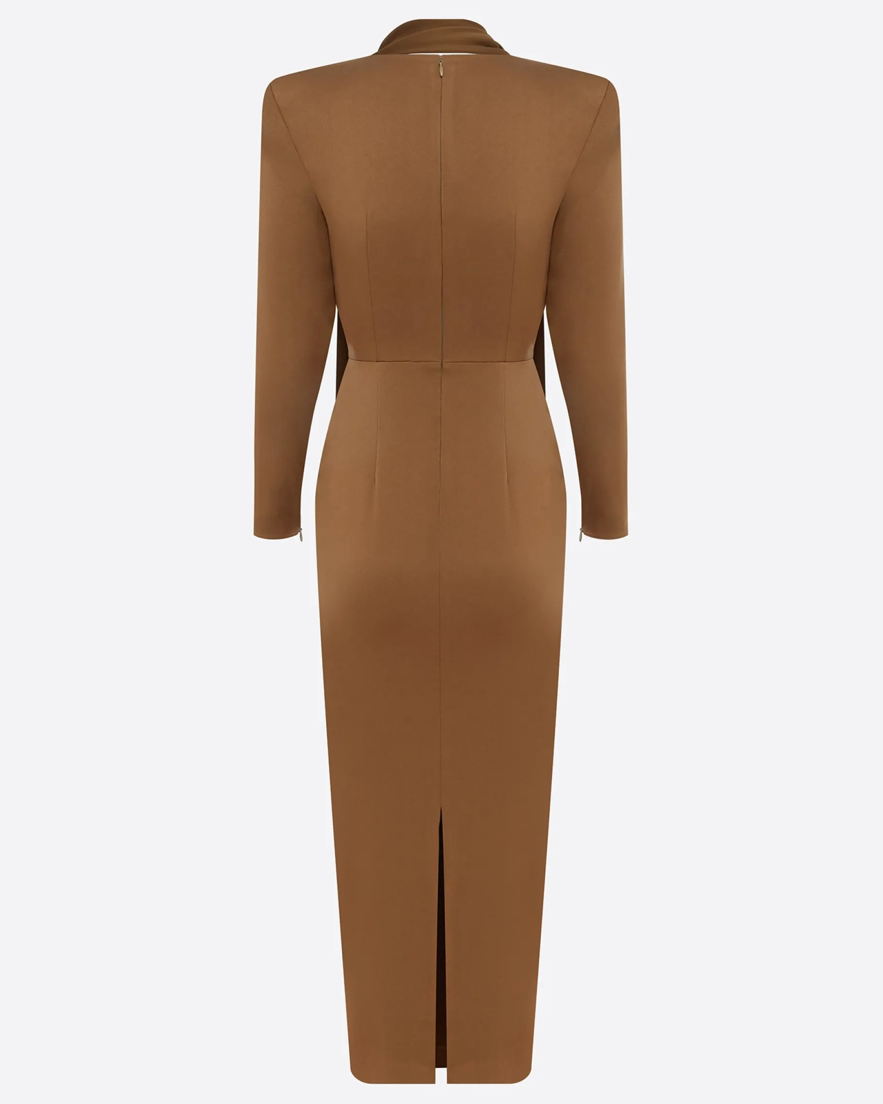 Alex Perry Long Sleeve Scarf Dress in Satin Crepe