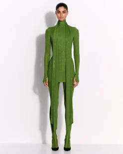 Alex Perry Long Sleeve Scarf Mini Dress in Crystal Jersey
