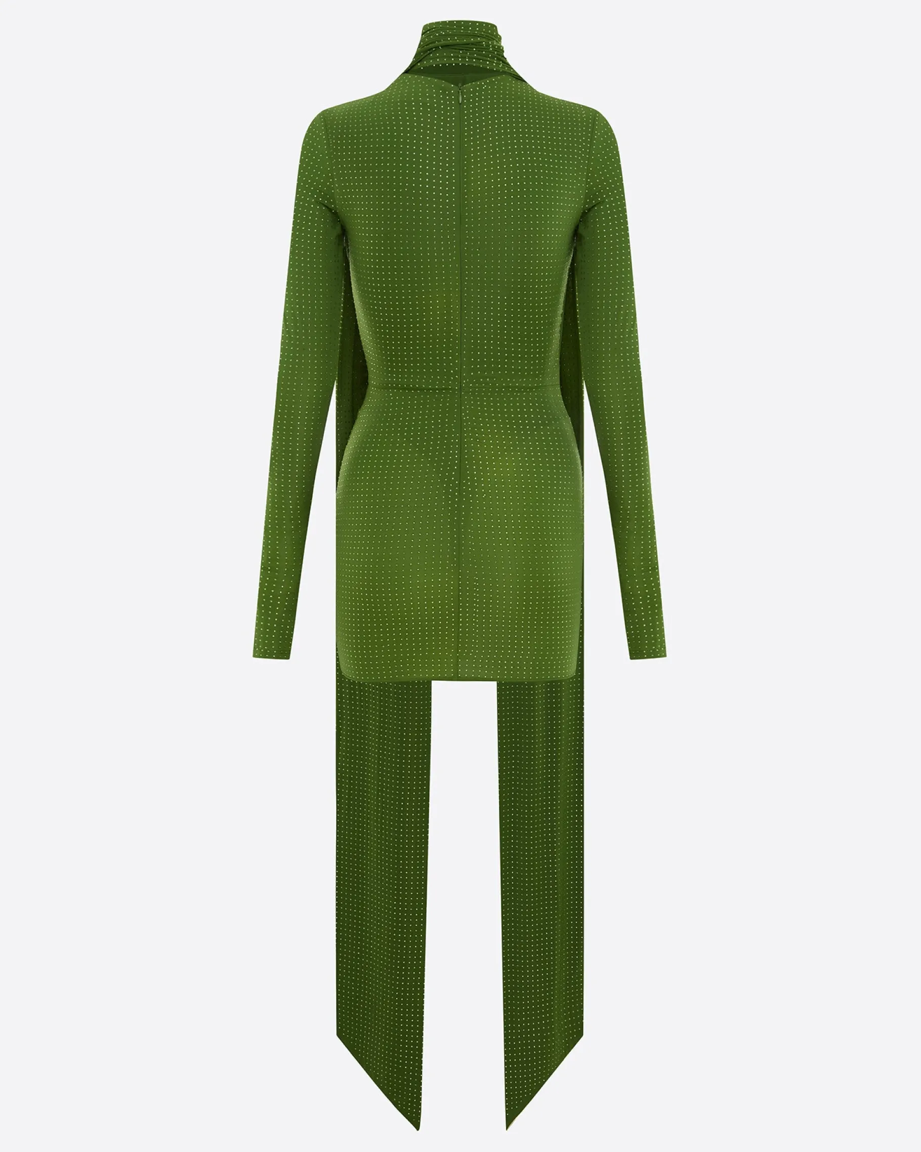 Alex Perry Long Sleeve Scarf Mini Dress in Crystal Jersey