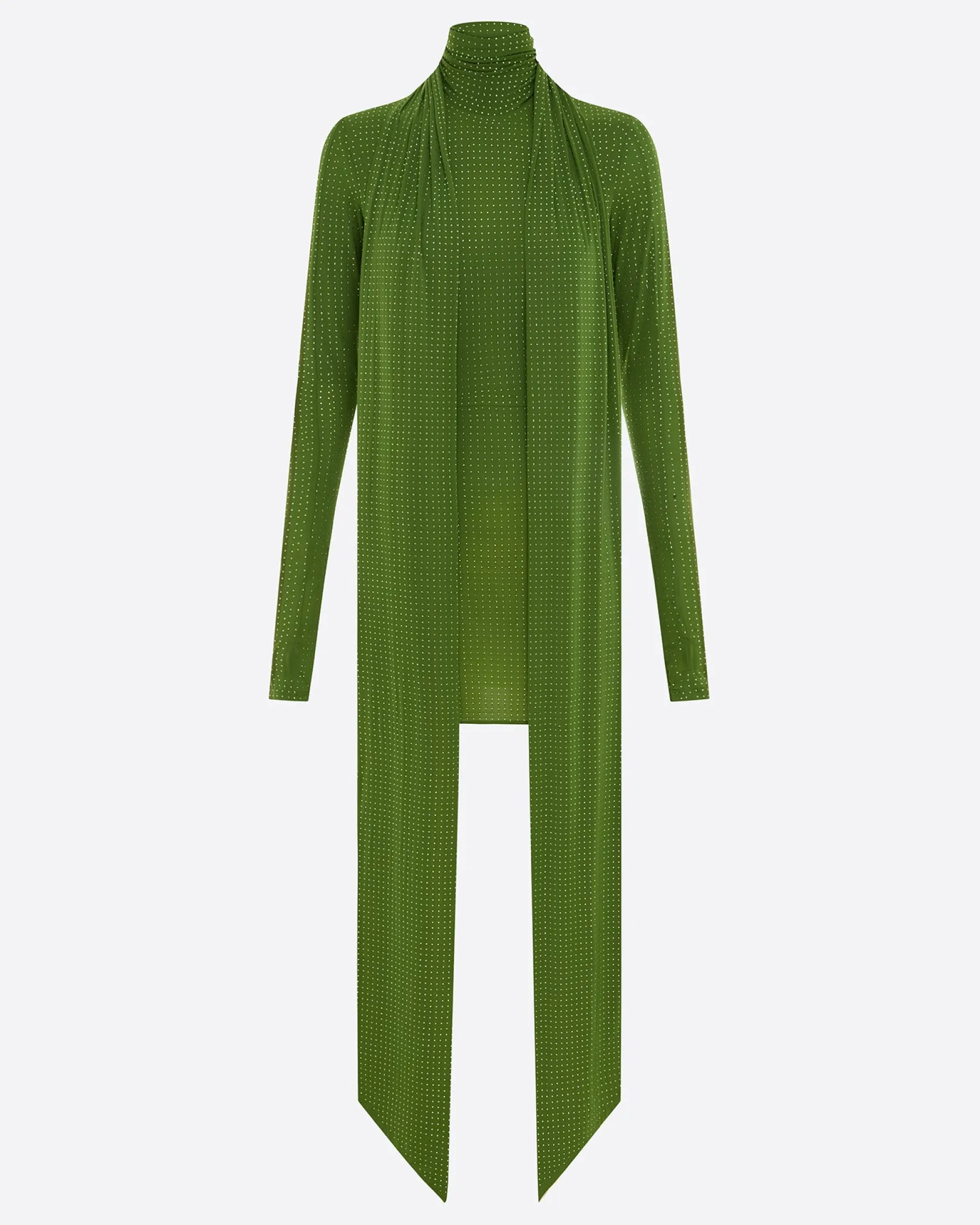 Alex Perry Long Sleeve Scarf Mini Dress in Crystal Jersey