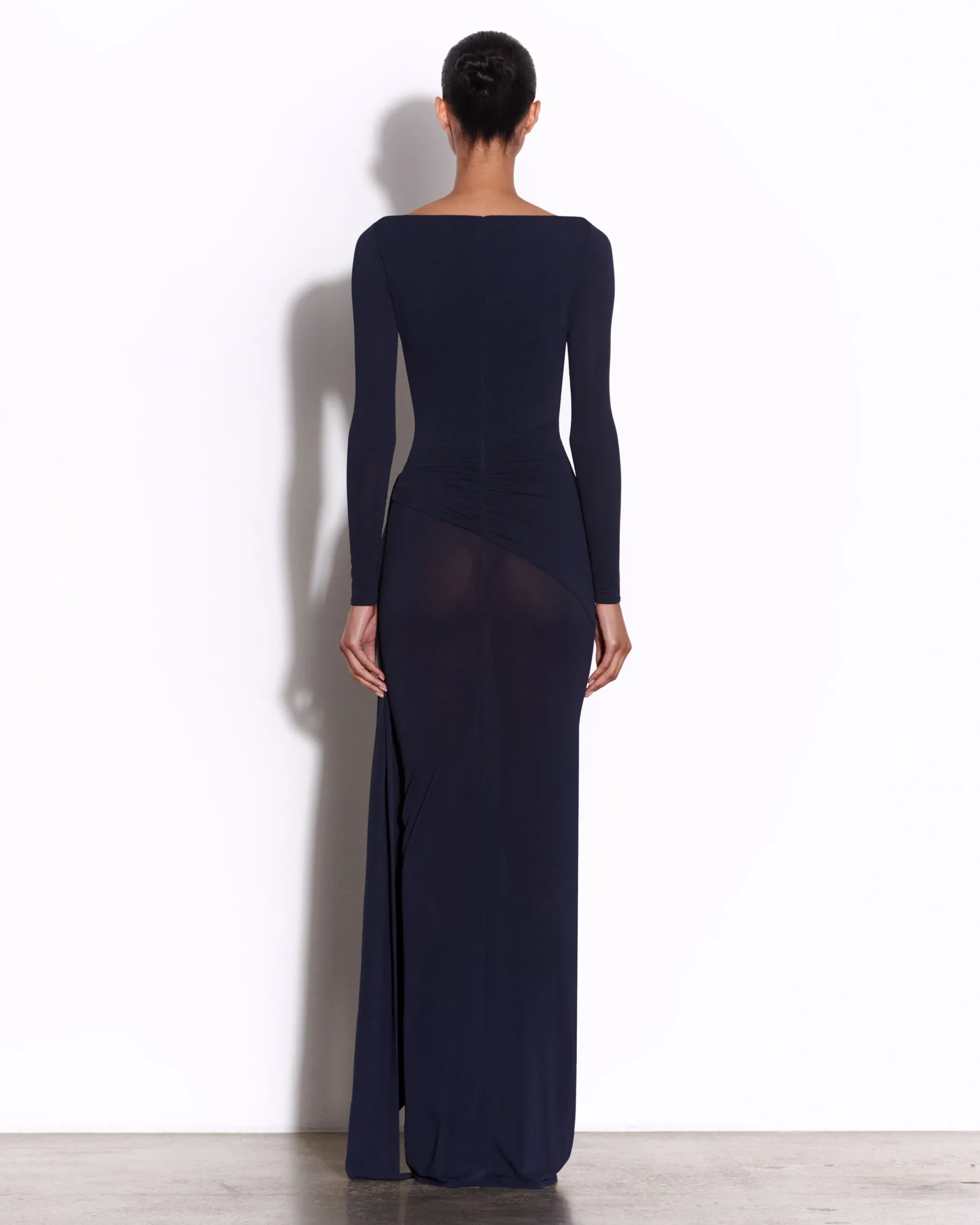 Alex Perry Long Sleeve Twist Column in Crepe Jersey