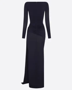 Alex Perry Long Sleeve Twist Column in Crepe Jersey