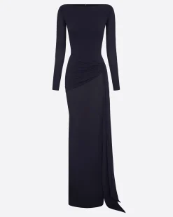 Alex Perry Long Sleeve Twist Column in Crepe Jersey