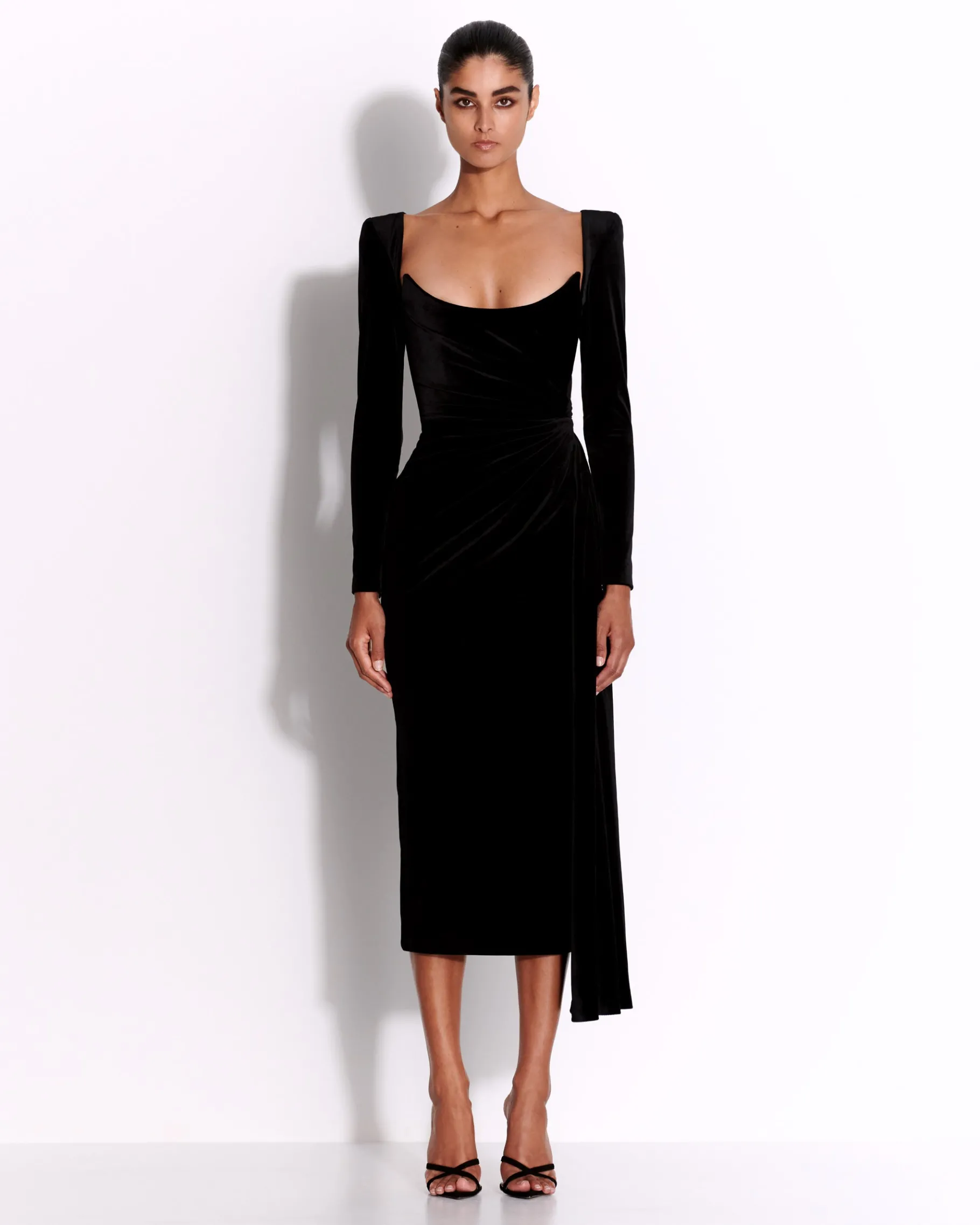 Alex Perry Long Sleeve Twist Dress in Velvet