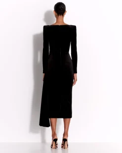 Alex Perry Long Sleeve Twist Dress in Velvet