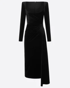 Alex Perry Long Sleeve Twist Dress in Velvet