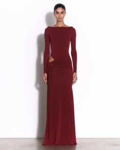 Alex Perry Long Sleeve Wrap Gown in Crepe Jersey