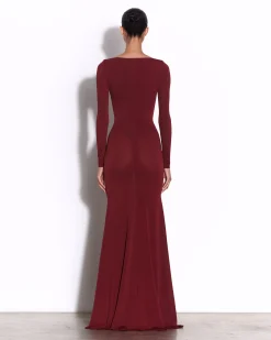 Alex Perry Long Sleeve Wrap Gown in Crepe Jersey