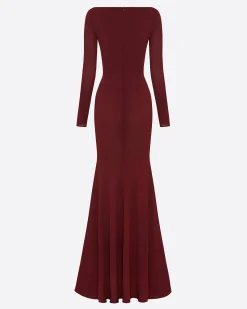 Alex Perry Long Sleeve Wrap Gown in Crepe Jersey